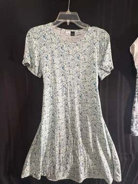 Dress.com Women's Blue Floral Print Short Sleeve Mini Dress with Back Tie